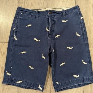 Abercrombie and Fitch Embroidered White Whale Shorts